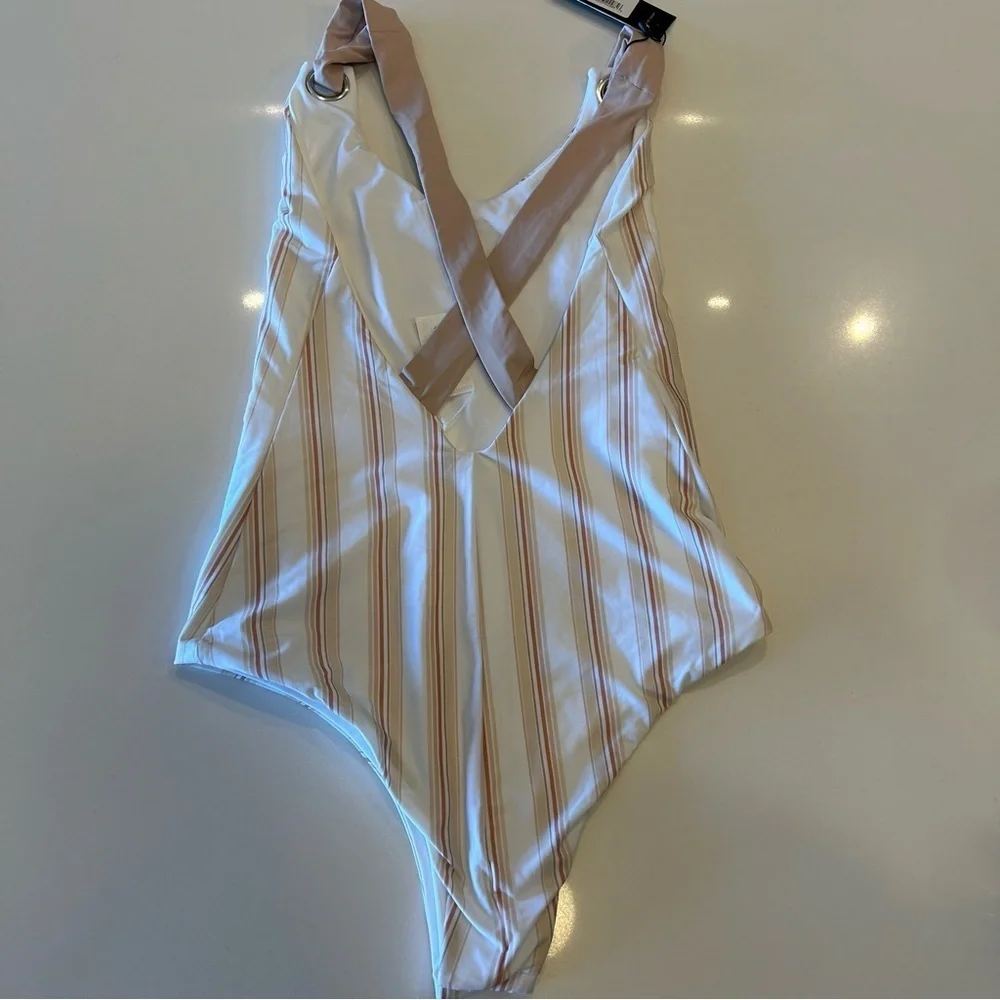 Anthropologie x Tavik Swim AXEL White and Tapioca One Piece, size small